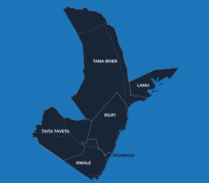 Coast of Kenya map